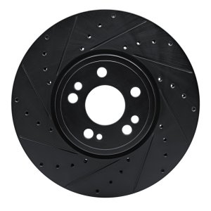 Mercedes-Benz GLE350 Brake Rotor (1) - Front Left - R1 Concepts - Drilled & Slotted - Black - `20-`23